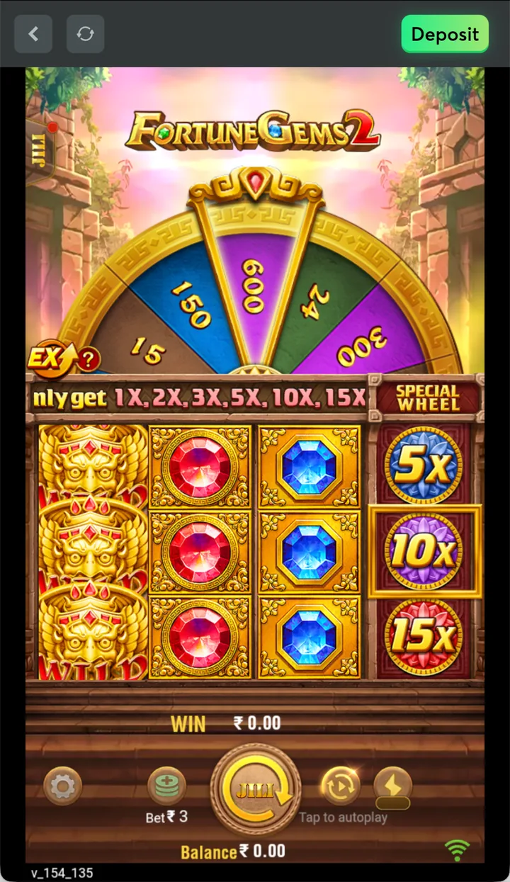 Fortune Gems 2 real money slot on 1GO Plus by Jili with INR bet controls